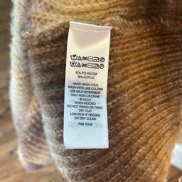 Rachel Zoe mustard yellow cream striped pullover cozy sweater sz m - Picture 9 of 9